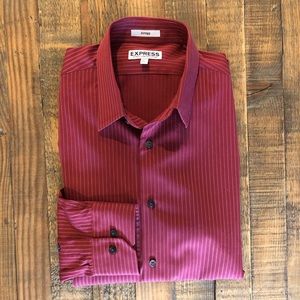 Men’s - Express Fitted Burgundy Button Down-Large